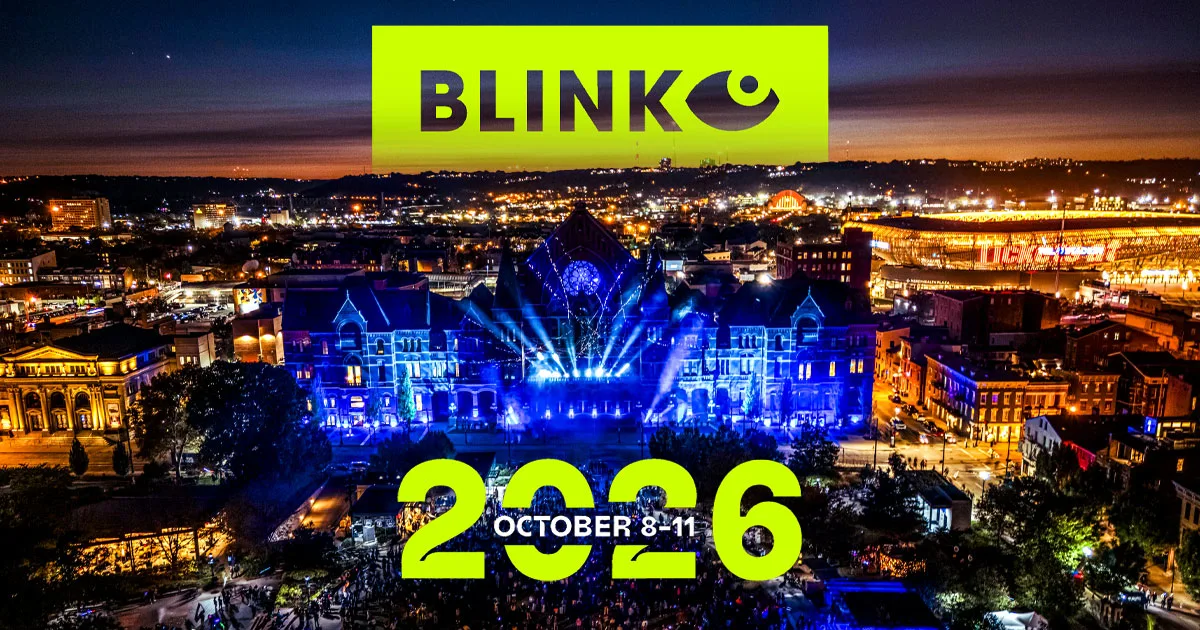 BLINK Cincinnati 2026, October 8 to 11, projection-lit buildings over the city